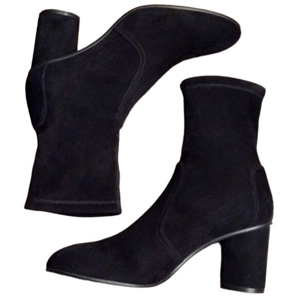 Stuart Weitzman Margot 75mm Stretch Suede Sock Booties, Size 9.5 W, (D) … - Picture 1 of 12